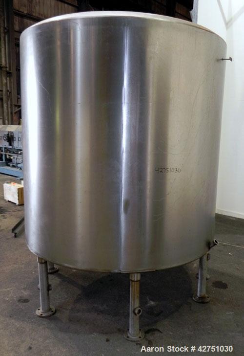 Used Tank, 2000 Gallon, 304 Stainless Steel Vertical. 84" Diameter x 80" straight side. Dished top, coned bottom. Openings top 2", 4", 18" man way with cover, side 2". 3" Tri-clamp center bottom outl...