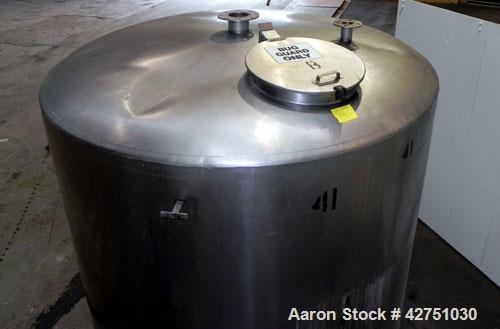 Used Tank, 2000 Gallon, 304 Stainless Steel Vertical. 84" Diameter x 80" straight side. Dished top, coned bottom. Openings top 2", 4", 18" man way with cover, side 2". 3" Tri-clamp center bottom outl...
