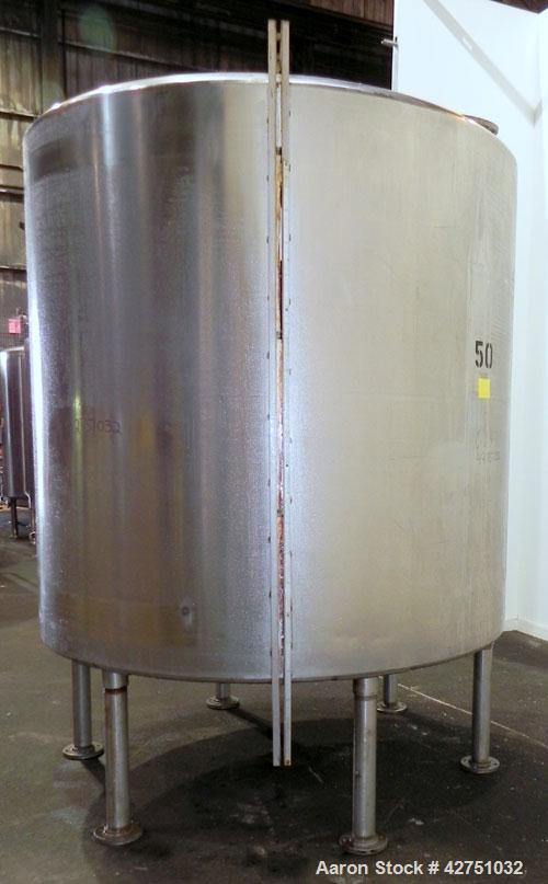 Used Tank, 2000 Gallon, 304 Stainless Steel Vertical. 84" Diameter x 80" straight side. Dished top, coned bottom. Openings top (2) 2", 4", 6", 18" man way with cover, side 2". 3" Threaded center bott...