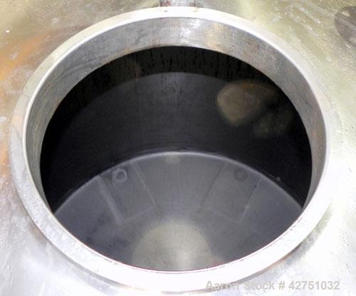 Used Tank, 2000 Gallon, 304 Stainless Steel Vertical. 84" Diameter x 80" straight side. Dished top, coned bottom. Openings top (2) 2", 4", 6", 18" man way with cover, side 2". 3" Threaded center bott...