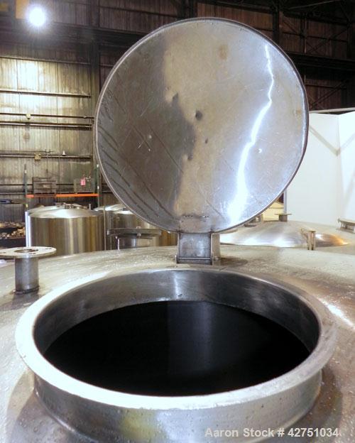 Used Tank, 2000 Gallon, 304 Stainless Steel Vertical. 84" Diameter x 80" straight side. Dished top, coned bottom. Openings top (2) 2", 4", 6", 18" man way with cover, side 2". 3" Threaded center bott...