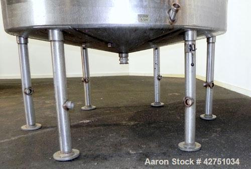 Used Tank, 2000 Gallon, 304 Stainless Steel Vertical. 84" Diameter x 80" straight side. Dished top, coned bottom. Openings top (2) 2", 4", 6", 18" man way with cover, side 2". 3" Threaded center bott...