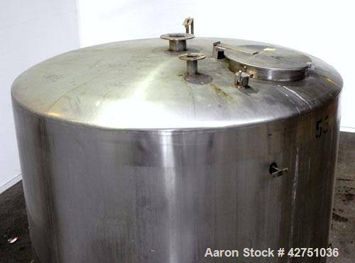 Used Tank, 2000 Gallon, 304 Stainless Steel Vertical. 84" Diameter x 80" straight side. Dished top, coned bottom. Openings top 2", 6", 18" man way with cover, side 2". 3" Tri-clamp center bottom outl...