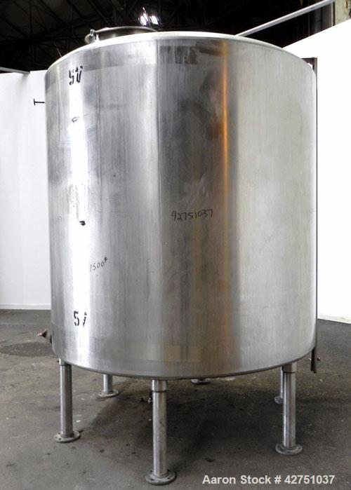 Used Tank, 2000 Gallon, 304 Stainless Steel Vertical. 84" Diameter x 80" straight side. Dished top, coned bottom. Openings top 2", 6", 18" man way with cover, side 2". 3" Tri-clamp center bottom outl...