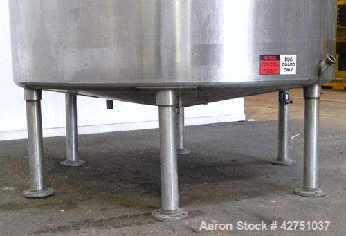 Used Tank, 2000 Gallon, 304 Stainless Steel Vertical. 84" Diameter x 80" straight side. Dished top, coned bottom. Openings top 2", 6", 18" man way with cover, side 2". 3" Tri-clamp center bottom outl...