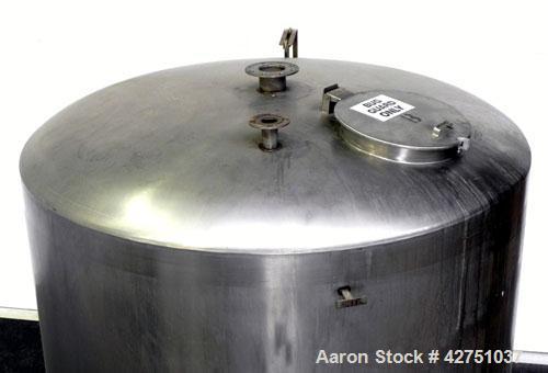 Used Tank, 2000 Gallon, 304 Stainless Steel Vertical. 84" Diameter x 80" straight side. Dished top, coned bottom. Openings top 2", 6", 18" man way with cover, side 2". 3" Tri-clamp center bottom outl...
