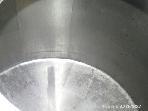 Used Tank, 2000 Gallon, 304 Stainless Steel Vertical. 84" Diameter x 80" straight side. Dished top, coned bottom. Openings top 2", 6", 18" man way with cover, side 2". 3" Tri-clamp center bottom outl...