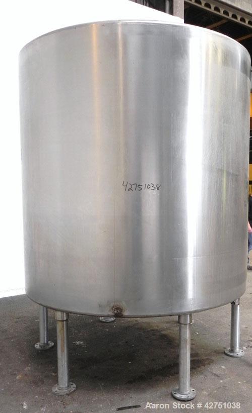 Used Tank, 2000 Gallon, 304 Stainless Steel Vertical. 84" Diameter x 80" straight side. Dished top, coned bottom. Openings top 2", 6", 18" man way with cover, side 2". 3" Tri-clamp center bottom outl...
