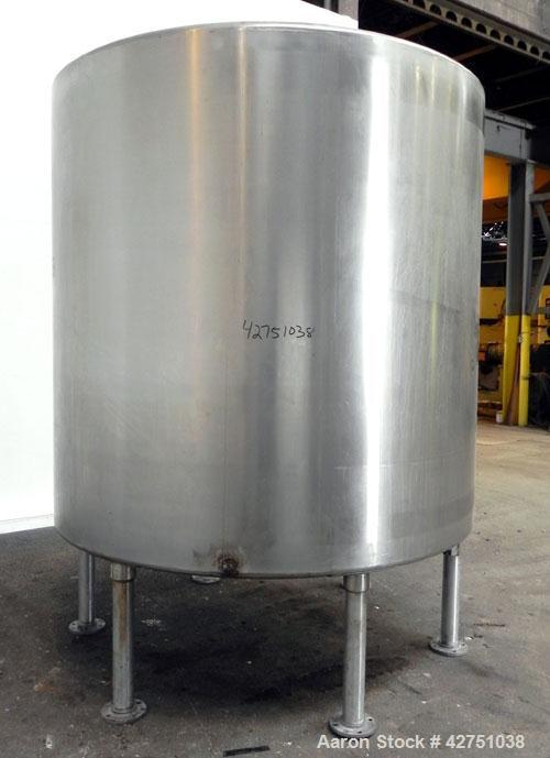 Used Tank, 2000 Gallon, 304 Stainless Steel Vertical. 84" Diameter x 80" straight side. Dished top, coned bottom. Openings top 2", 6", 18" man way with cover, side 2". 3" Tri-clamp center bottom outl...
