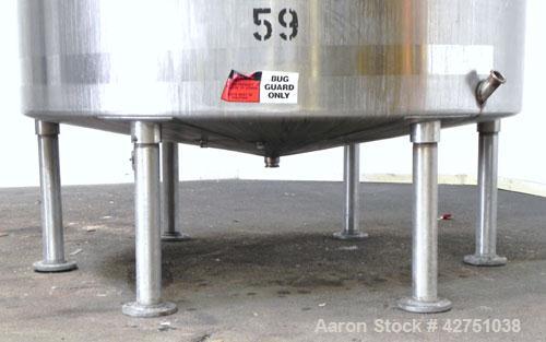 Used Tank, 2000 Gallon, 304 Stainless Steel Vertical. 84" Diameter x 80" straight side. Dished top, coned bottom. Openings top 2", 6", 18" man way with cover, side 2". 3" Tri-clamp center bottom outl...