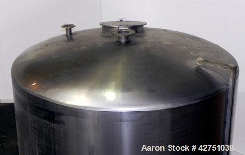 Used Tank, 2000 Gallon, 304 Stainless Steel Vertical. 84" Diameter x 80" straight side. Dished top, coned bottom. Openings top 2", 6", 18" man way with cover. 3" Tri-clamp center bottom outlet. Mount...