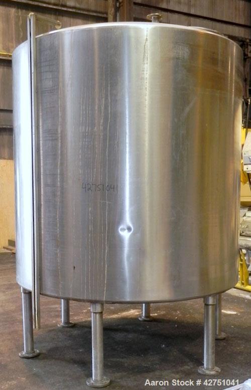 Used Tank, 2000 Gallon, 304 Stainless Steel Vertical. 84" Diameter x 80" straight side. Dished top, coned bottom. Openings top 2", 4", 18" man way with cover, side 2". 2" Tri-clamp center bottom outl...