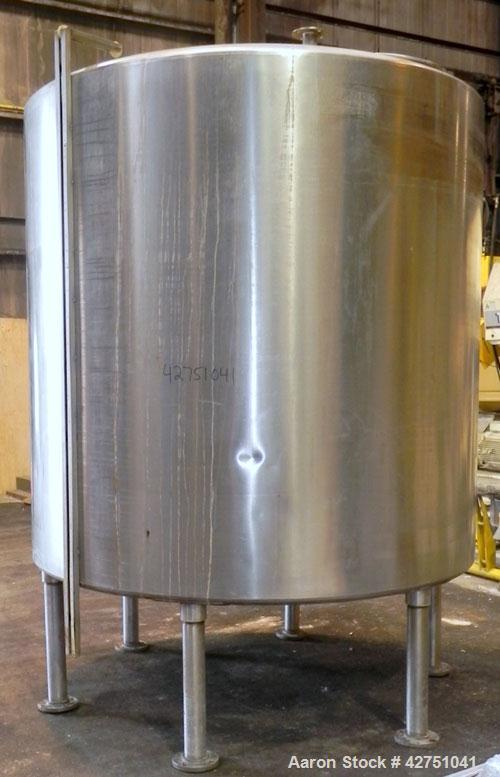 Used- Tank, 2000 Gallon, 304 Stainless Steel Vertical. 84" Diameter x 80" straight side. Dished top, coned bottom. Openings ...