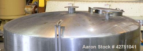 Used- Tank, 2000 Gallon, 304 Stainless Steel Vertical. 84" Diameter x 80" straight side. Dished top, coned bottom. Openings ...
