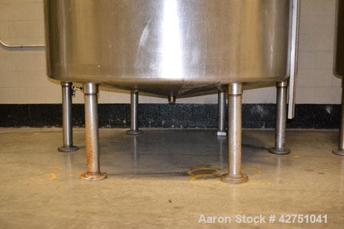 Used Tank, 2000 Gallon, 304 Stainless Steel Vertical. 84" Diameter x 80" straight side. Dished top, coned bottom. Openings top 2", 4", 18" man way with cover, side 2". 2" Tri-clamp center bottom outl...