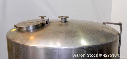 Used Tank, 2000 Gallon, 304 Stainless Steel Vertical. 84" Diameter x 80" straight side. Dished top, coned bottom. Openings top 2", 4", 18" man way with cover, side 2". 2" Tri-clamp center bottom outl...