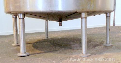 Used Tank, 2000 Gallon, 304 Stainless Steel Vertical. 84" Diameter x 80" straight side. Dished top, coned bottom. Openings top 2", 4", 18" man way with cover, side 2". 2" Tri-clamp center bottom outl...