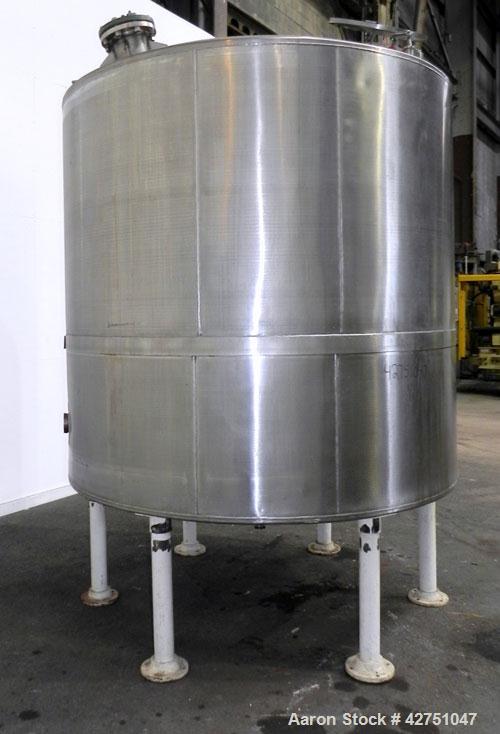 Used Tank, 2000 Gallon, 304 Stainless Steel, Vertical. 84" Diameter x 78" straight side, dished top, coned bottom. Openings top (3) 1-1/2", (5) 2" NPT, 3", 6", 15" man way with cover. 3" Threaded cen...