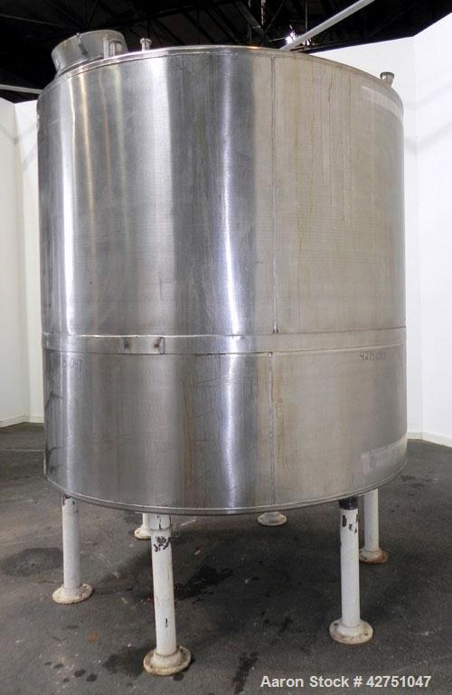 Used Tank, 2000 Gallon, 304 Stainless Steel, Vertical. 84" Diameter x 78" straight side, dished top, coned bottom. Openings top (3) 1-1/2", (5) 2" NPT, 3", 6", 15" man way with cover. 3" Threaded cen...