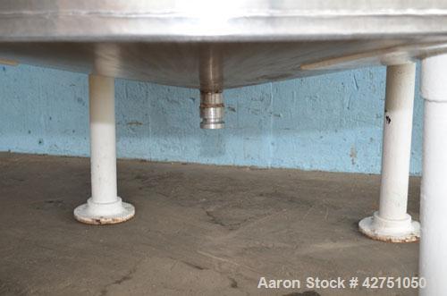 Used Tank, 1000 Gallon, Stainless Steel, Vertical. 66" Diameter x 66" straight side, dished top, coned bottom. Openings top 1-1/2", (2) 2" NPT, (2) 3", 18" man way with cover. 2" Tri-clamp center bot...