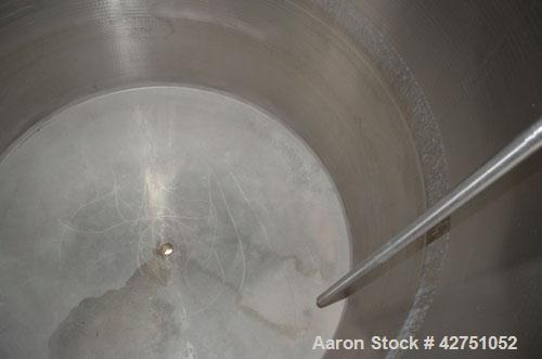 Used Tank, 1000 Gallon, Stainless Steel, Vertical. 66" Diameter x 66" straight side, dished top, coned bottom. Openings top 1-1/2", (2) 2" NPT, (2) 3", 18" man way with cover. 2" Tri-clamp center bot...
