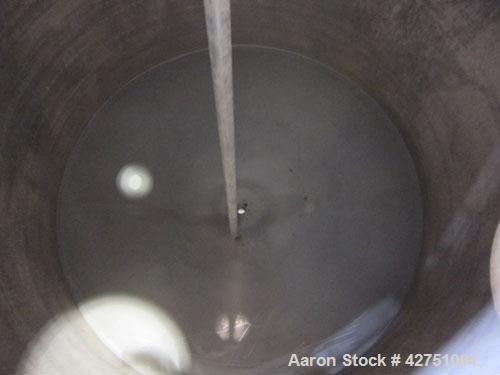 Previous owned - Tank, 1500 Gallon, 304 Stainless Steel, Vertical. 75-1/2" Diameter x 72" straight side, dished top, coned bottom. Openings top (2) 2" NPT, 3", 4", 18" man way with cover. 2" center b...