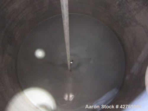 Previous owned - Tank, 1500 Gallon, 304 Stainless Steel, Vertical. 75-1/2" Diameter x 72" straight side, dished top, coned b...