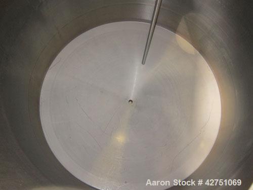 Used Tank, 2000 Gallon, 304 Stainless Steel, Vertical. 84" Diameter x 84" straight side. Dished top, coned bottom. Openings top 1-1/2" tri-clamp, 3", (2) 2" NPT, 6", 18" man way with cover. 2" Thread...