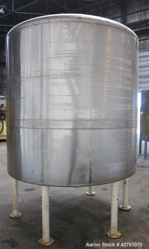 Used Tank, 2000 Gallon, 304 Stainless Steel, Vertical. 84" Diameter x 84" straight side. Dished top, coned bottom. Openings top 1-1/2" tri-clamp, 3", (2) 2" NPT, 6", 18" man way with cover. 2" Thread...