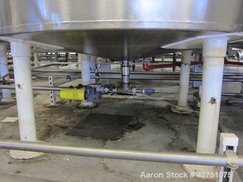 Used- Tank, 1000 Gallon, Stainless Steel, Vertical. 66" Diameter x 66" straight side, dished top, coned bottom. Off center t...