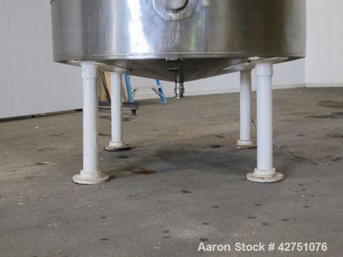 Used Tank, 1000 Gallon, 304 Stainless Steel, Vertical. 66" Diameter x 66" straight side, dished top, coned bottom. Off center top entering Lightnin agitator, Model N33G-75, 1-1/2" diameter shaft with...