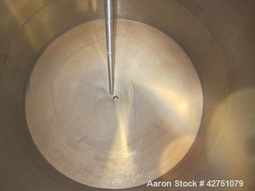 Used Tank, 1000 Gallon, 304 Stainless Steel, Vertical. 66" Diameter x 66" straight side, dished top, coned bottom. Openings top 1-1/2", (2) 2" NPT, (2) 3", 18" man way with cover. 2" Tri-clamp center...