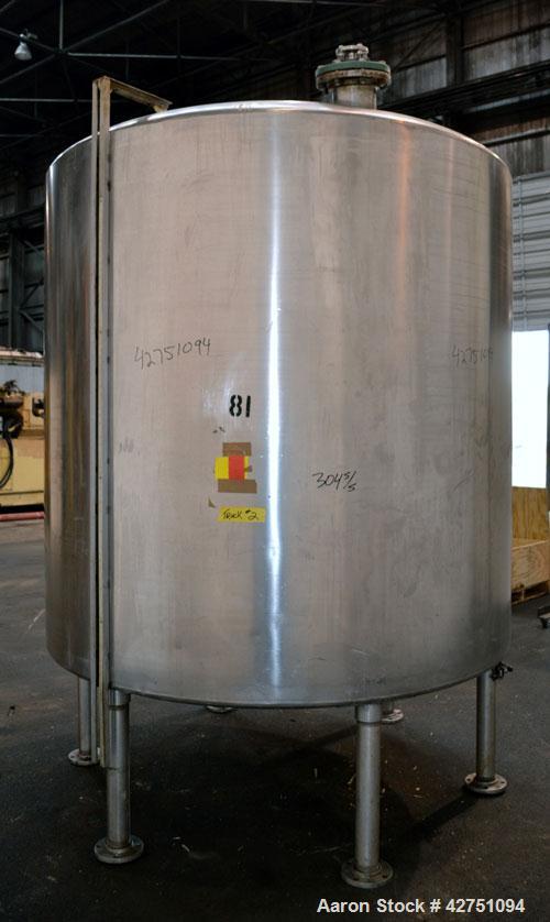 Used- Tank, 2000 Gallon, 304 Stainless Steel Vertical. 84” Diameter x 80” straight side. Dished top, coned bottom. Off cente...