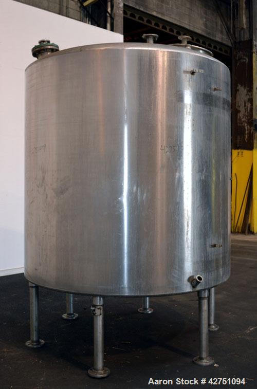 Used- Tank, 2000 Gallon, 304 Stainless Steel Vertical. 84” Diameter x 80” straight side. Dished top, coned bottom. Off cente...