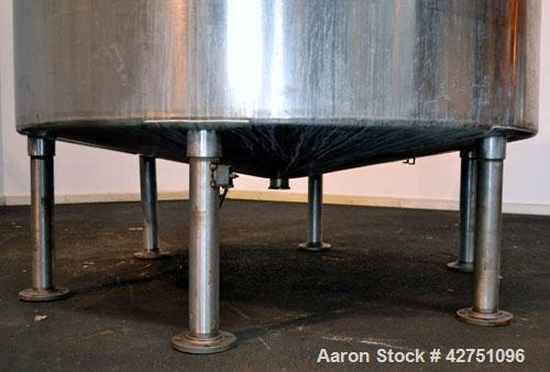 Used Tank, 2000 Gallon, 304 Stainless Steel Vertical. 84” Diameter x 80” straight side. Dished top, coned bottom. Off center top entering Lightnin air operated agitator, model N33AG-100. 1-1/2” Diame...