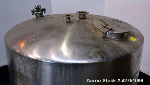 Used Tank, 2000 Gallon, 304 Stainless Steel Vertical. 84” Diameter x 80” straight side. Dished top, coned bottom. Off center top entering Lightnin air operated agitator, model N33AG-100. 1-1/2” Diame...