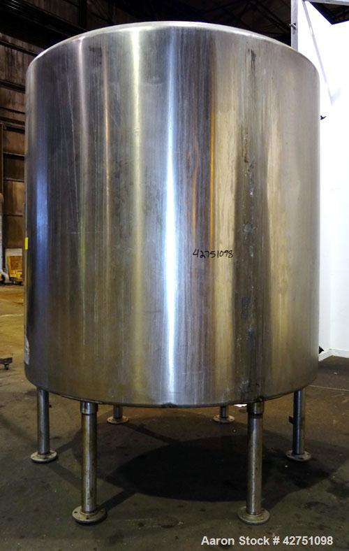 Used Tank, 2000 Gallon, 304 Stainless Steel Vertical. 84" Diameter x 80" straight side. Dished top, coned bottom. Openings top 2", 4", 18" man way with cover, side 2". 3" Tri-clamp center bottom outl...