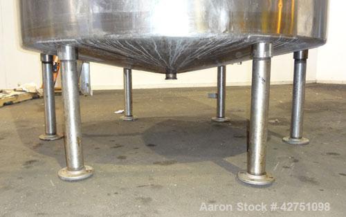 Used Tank, 2000 Gallon, 304 Stainless Steel Vertical. 84" Diameter x 80" straight side. Dished top, coned bottom. Openings top 2", 4", 18" man way with cover, side 2". 3" Tri-clamp center bottom outl...