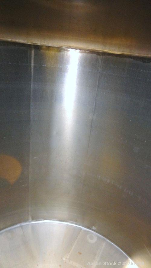 Used Tank, 2000 Gallon, 304 Stainless Steel Vertical. 84" Diameter x 80" straight side. Dished top, coned bottom. Openings top 2", 4", 18" man way with cover, side 2". 3" Tri-clamp center bottom outl...
