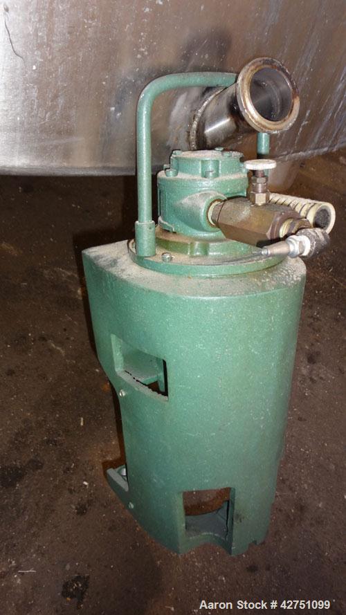 Used Tank, 2000 Gallon, 304 Stainless Steel Vertical. 84” Diameter x 80” straight side. Dished top, coned bottom. Off center top entering Lightnin air operated agitator, model XJAC-100. 1-1/2” Diamet...