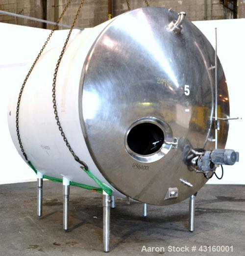 Used Storage Tank, 3000 Gallon, 304 Stainless Steel, Horizontal. 90" Diameter x 96" straight side, dished heads. Insulated with carbon steel sheathing. Partial jacket, no rating. (1) Spray ball. Side...