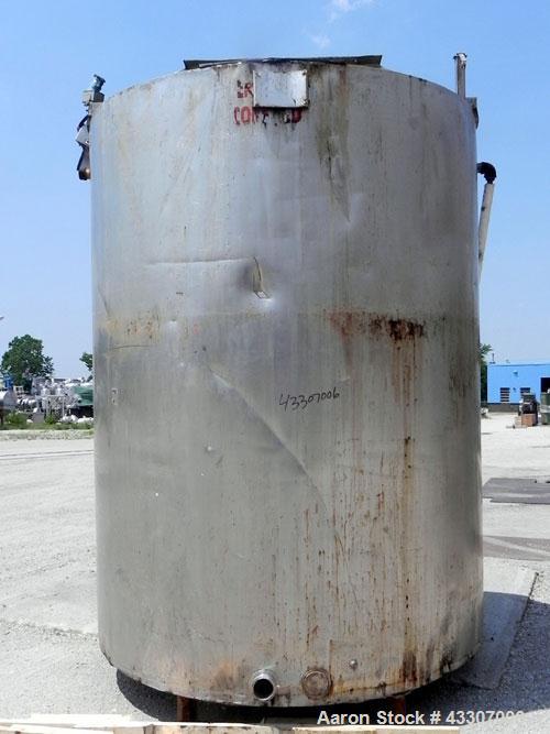 Used Kettle, 3000 Gallon, 304 Stainless Steel, Vertical. Approximate 90" diameter x 116" straight side, open top, no covers, sloped bottom. Dimple jacketed, no rating. Bolt on stainless steel agitato...