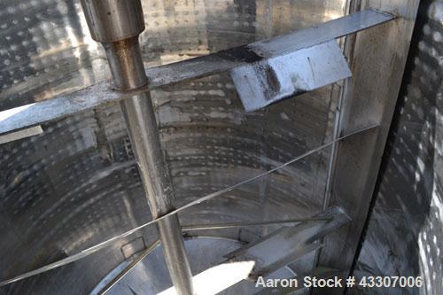 Used Kettle, 3000 Gallon, 304 Stainless Steel, Vertical. Approximate 90" diameter x 116" straight side, open top, no covers, sloped bottom. Dimple jacketed, no rating. Bolt on stainless steel agitato...