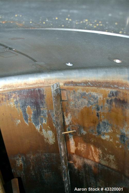 Used Tank, 1500 Gallon, 316 Stainless Steel, Vertical. Approximate 76” diameter x 72” straight side, dished top and bottom. Fixed stainless steel agitator mount with a UET agitator, model XCEL-6, out...