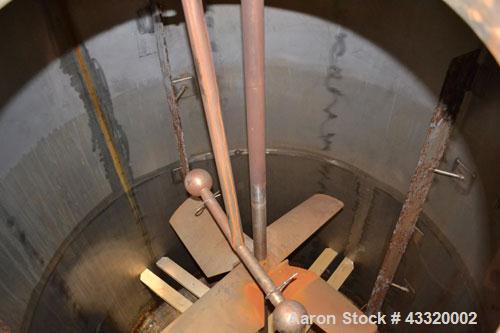 Used Tank, 1900 Gallon, 316 Stainless Steel, Vertical. Approximate 76” diameter x 92” straight side, dished top and bottom. Fixed stainless steel agitator mount with a UET agitator, model XCEL-6, out...