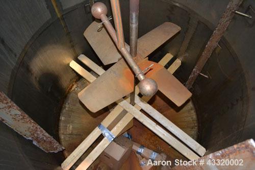 Used Tank, 1900 Gallon, 316 Stainless Steel, Vertical. Approximate 76” diameter x 92” straight side, dished top and bottom. Fixed stainless steel agitator mount with a UET agitator, model XCEL-6, out...