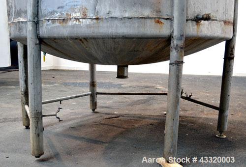 Used Tank, 1900 Gallon, 316 Stainless Steel, Vertical. Approximate 76” diameter x 92” straight side, dished top and bottom. Fixed stainless steel agitator mount with a UET agitator, model XCEL-6, out...