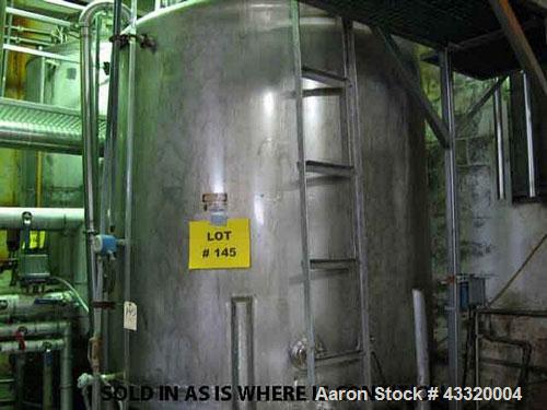Used- Tank, 1500 Gallon, 316 Stainless Steel, Vertical. Approximate 76” diameter x 72” straight side, dished top and bottom....