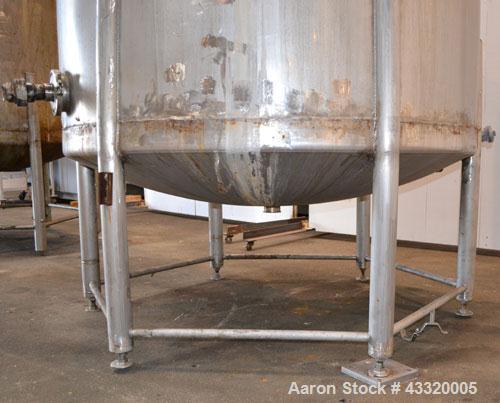 Used Tank, 1500 Gallon, 316 Stainless Steel, Vertical. Approximate 76” diameter x 72” straight side, dished top and bottom. Fixed stainless steel agitator mount with a UET agitator, model XCEL-6, out...