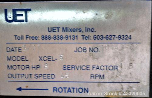Used Tank, 1500 Gallon, 316 Stainless Steel, Vertical. Approximate 76” diameter x 72” straight side, dished top and bottom. Fixed stainless steel agitator mount with a UET agitator, model XCEL-6, out...